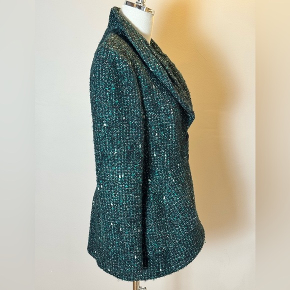 Vintage Thierry Mugler Green Tweed Wool Jacket Size 42 - Picture 10 of 12